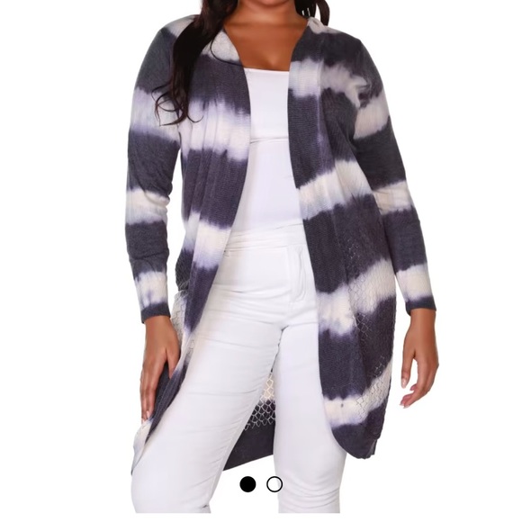 New! Belldini Navy Tie Dye Maxi Cardigan Sweater L - Picture 1 of 8